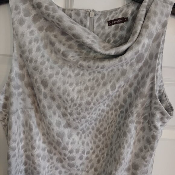 J. McLaughlin Delilah Gray Animal Cheetah Print Suede Sheath Midi Mod Dress - Picture 6 of 8